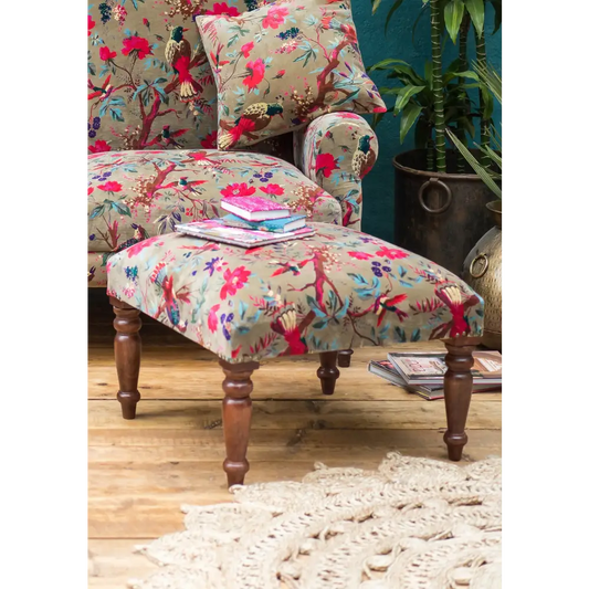 Bird Of Paradise Velvet Xl Footstool - Footstools
