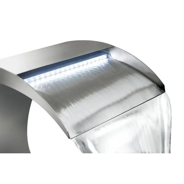 Brushed Stainless Steel Cascade Water Feature with LED Lighting and Hidden Reservoir - Waterfalls
