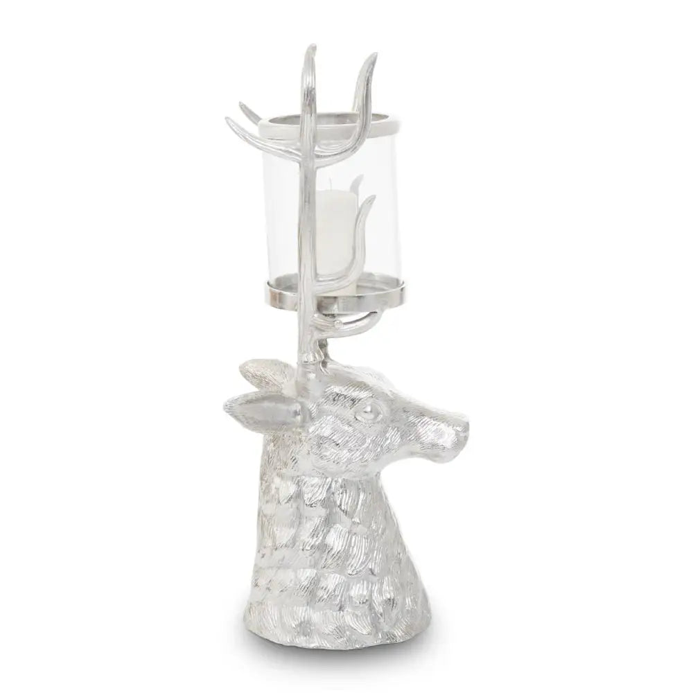 Candle Holder as a Stag Head with Glass Tea Light Holder - Candle Holder