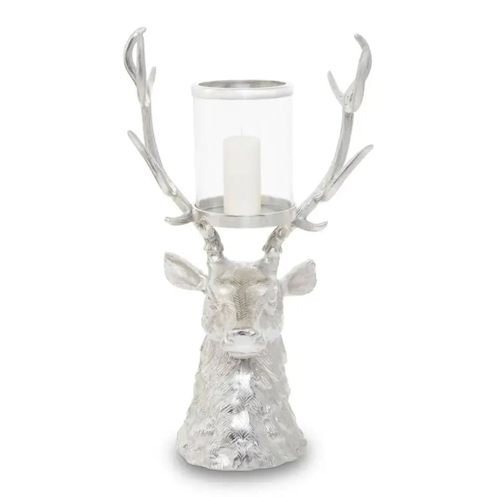 Candle Holder as a Stag Head with Glass Tea Light Holder - Candle Holder