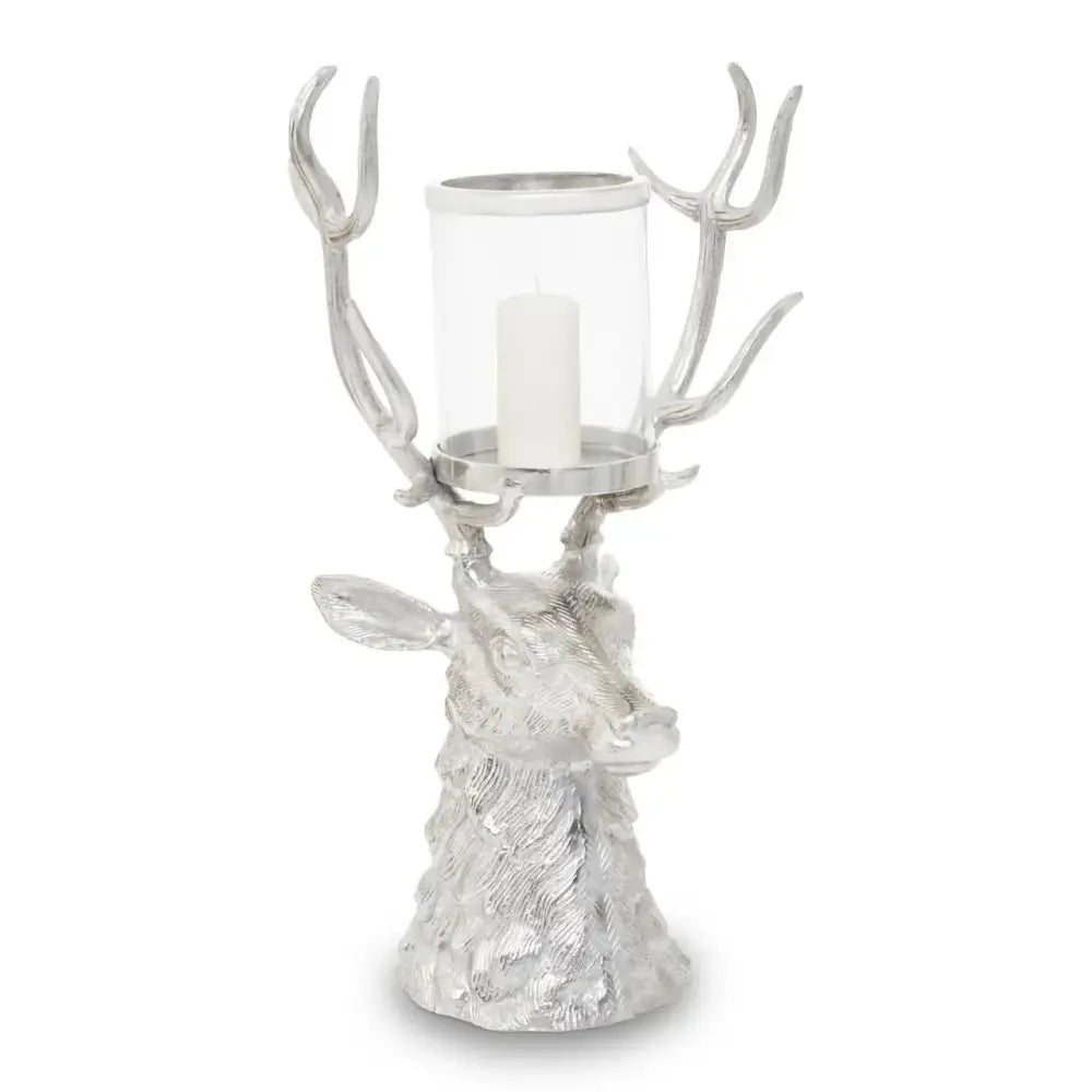 Candle Holder as a Stag Head with Glass Tea Light Holder - Candle Holder