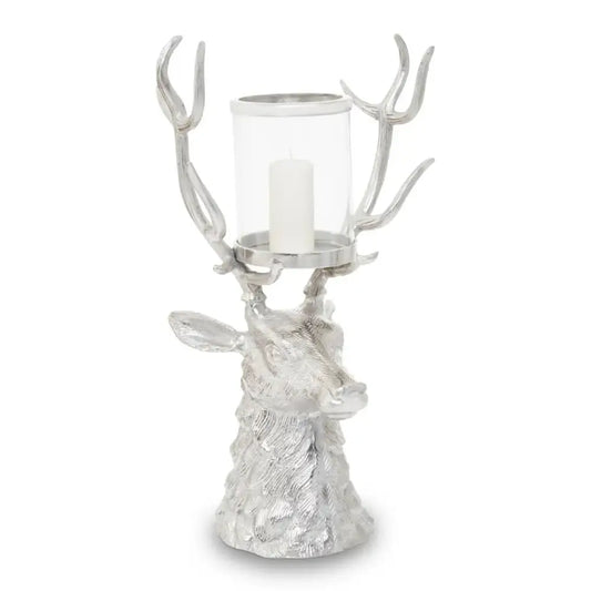 Candle Holder as a Stag Head with Glass Tea Light Holder - Candle Holder