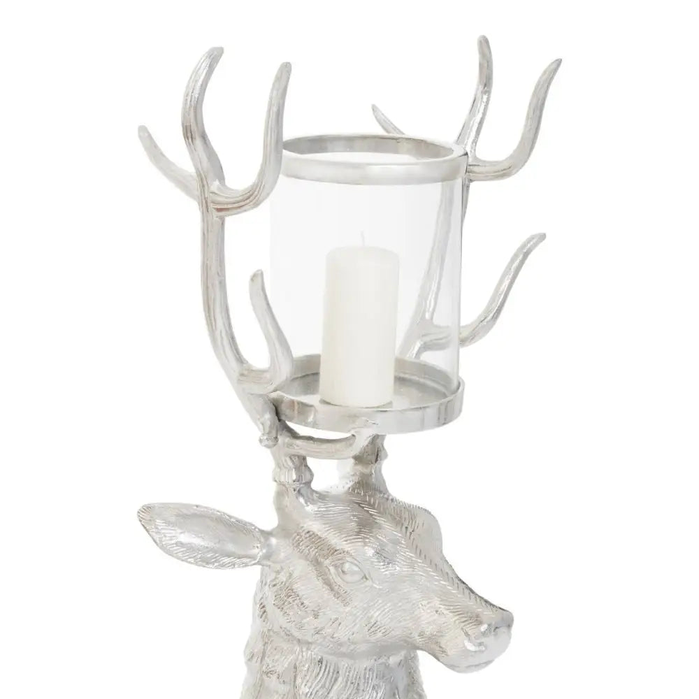 Candle Holder as a Stag Head with Glass Tea Light Holder - Candle Holder