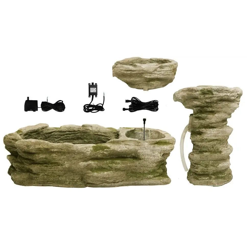 Large Cascading Water Feature for Garden, with power supply and cables 