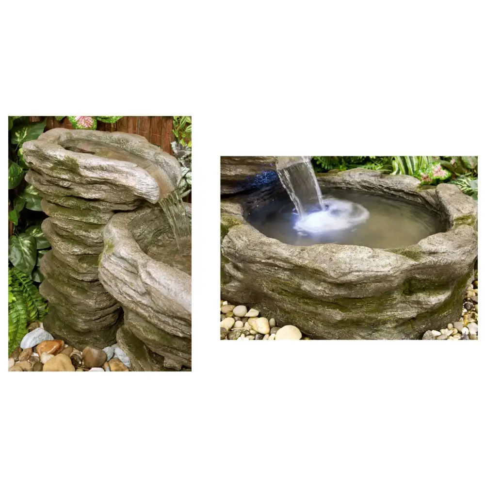 Large Cascading Water Feature for Garden. Stone garden feature with water flowing 