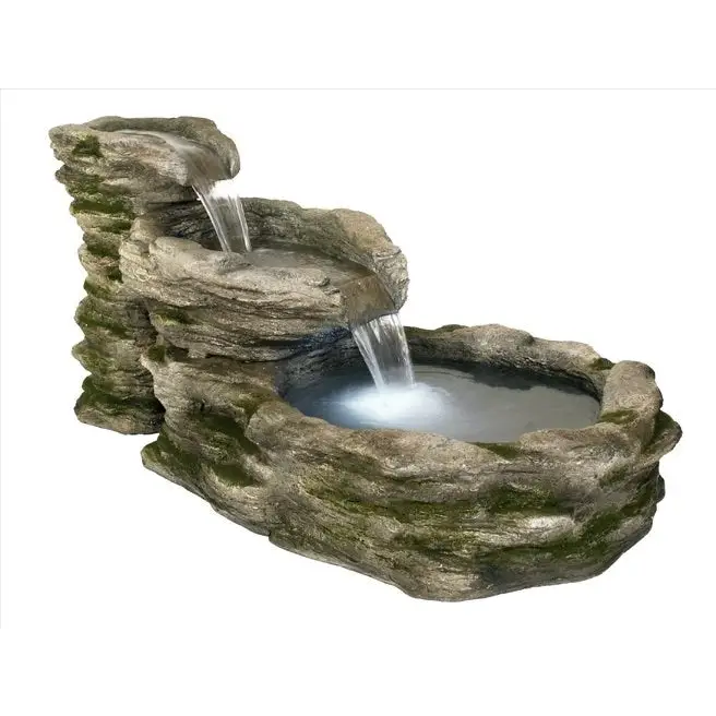 Large Cascading Water Feature for Garden. Decorative stone water fountain with flowing water 