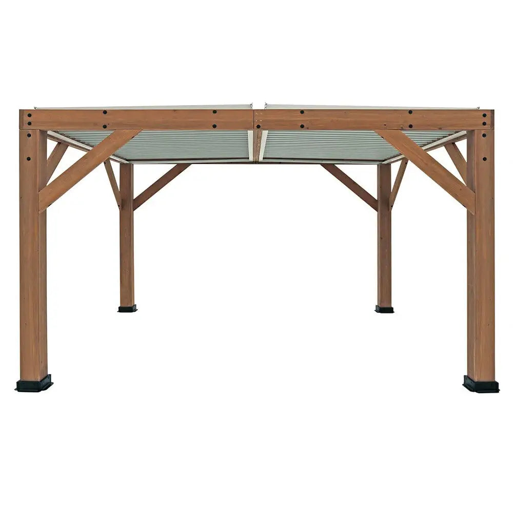 Cedar Wood Gazebo with Aluminium Louvered Roof – 10ft x 10ft Luxury Outdoor Pavilion - Gazebos