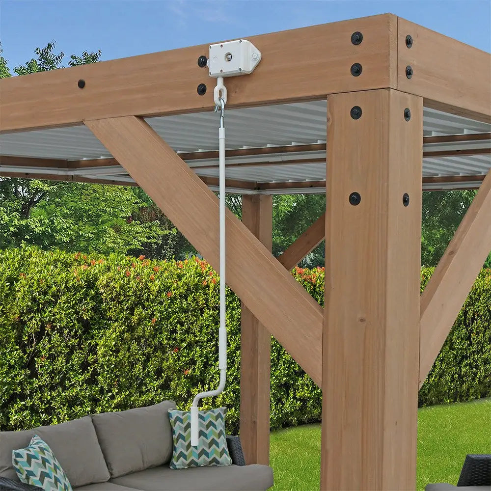 Cedar Wood Gazebo with Aluminium Louvered Roof – 10ft x 10ft Luxury Outdoor Pavilion - Gazebos
