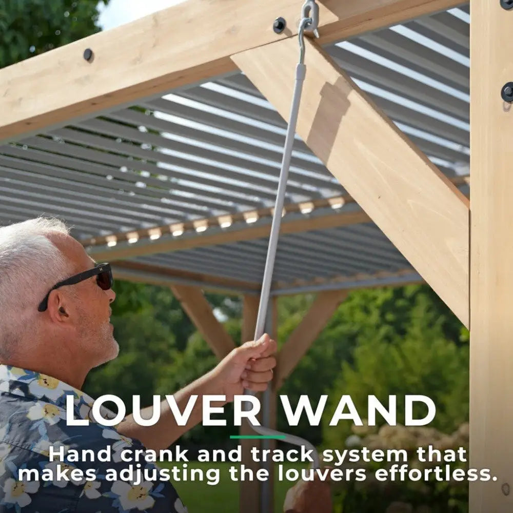 Cedar Wood Pergola with Adjustable Louvered Roof – 10ft x 20ft Luxury Outdoor Room - Pergolas