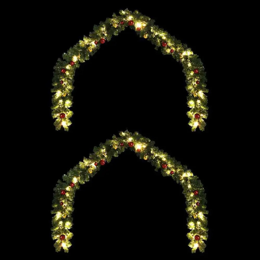 Christmas Garland with 600 LEDs 2 pcs Green PVC - Seasonal & Holiday Decorations