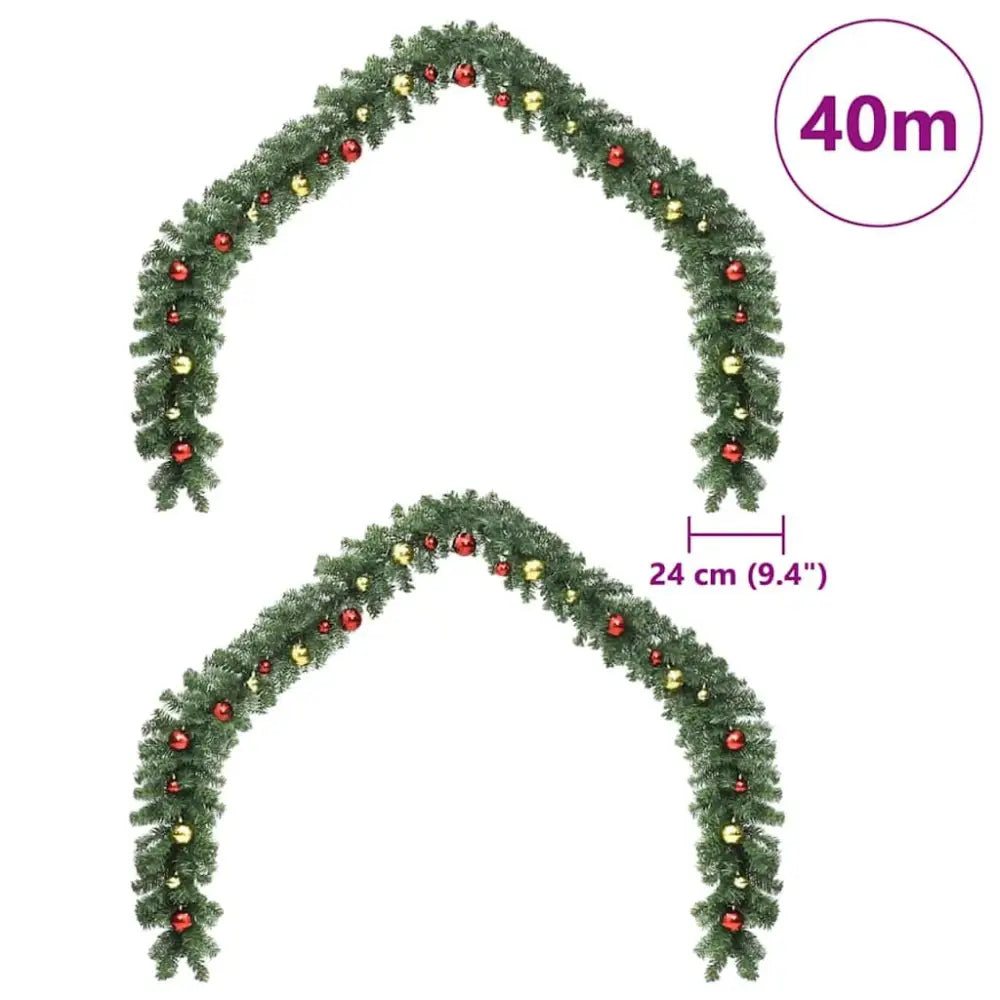Christmas Garland with 600 LEDs 2 pcs Green PVC - Seasonal & Holiday Decorations