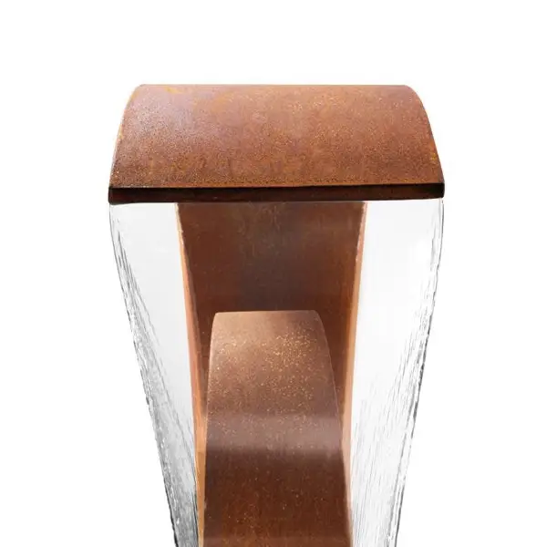 Corten Steel Water Feature with Stainless Steel Reservoir – Indoor & Outdoor H65cm - Fountains