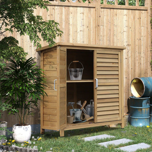 Small wooden garden tool shed crafted  durable solid fir wood