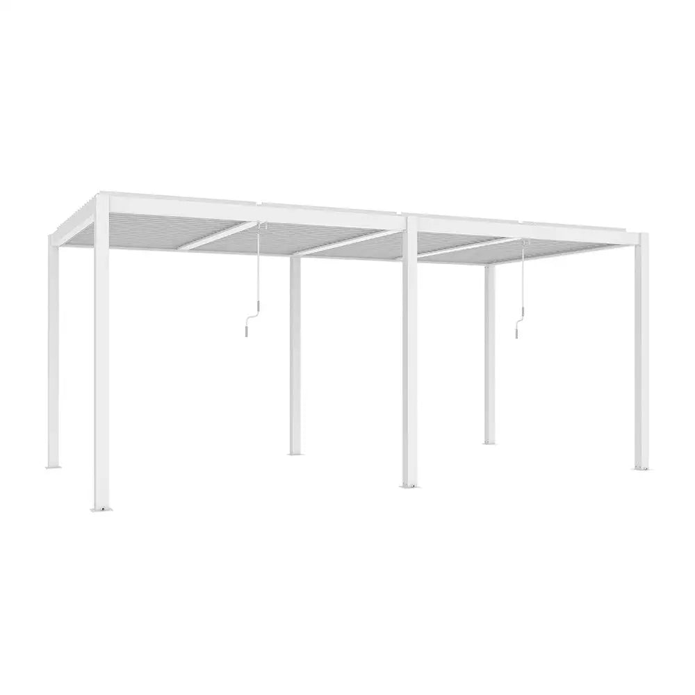 Deluxe White Veranda with Crank Louvered Roof – Elegant All-Season Outdoor Shelter 5.72m x 2.96m D - Pergolas