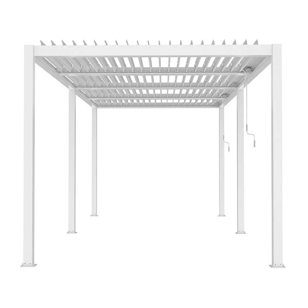 Deluxe White Veranda with Crank Louvered Roof – Elegant All-Season Outdoor Shelter 5.72m x 2.96m D - Pergolas