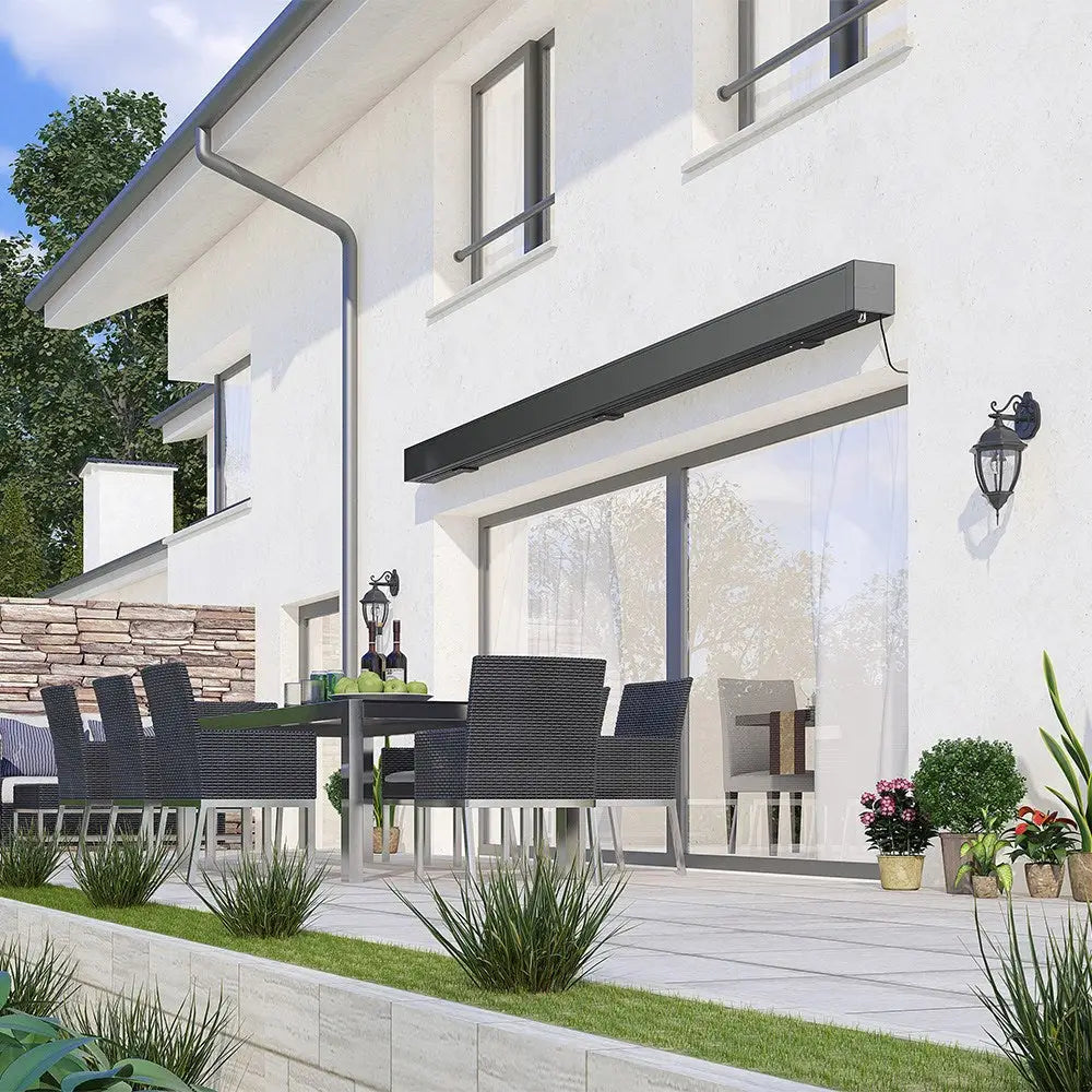 Deluxe Wireless Electric Awning with LED Lighting – Ivory Canopy & Charcoal Cassette - Gazebo