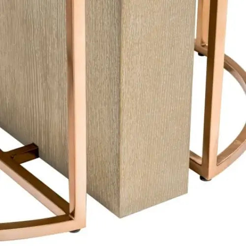 Round Luxury Designer Dining Table with rose gold metal frame 