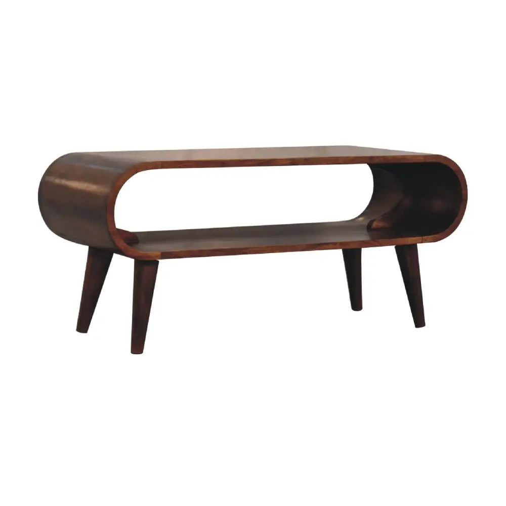 Eco-friendly home decor. Luxury Modern Coffee Table Wooden coffee table with curved design. Sustainable furniture. 