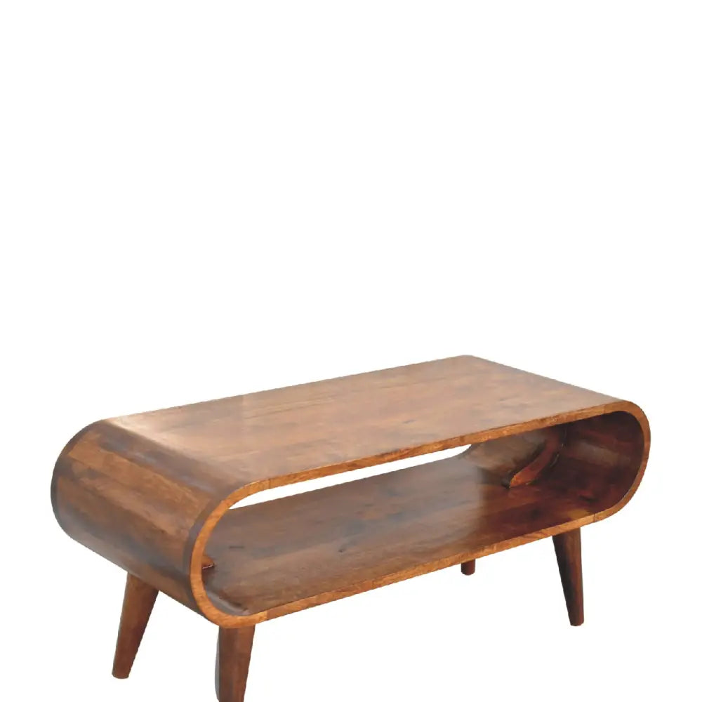 Luxury Modern Coffee Table Wooden coffee table with a curved design. Eco-friendly home decor.