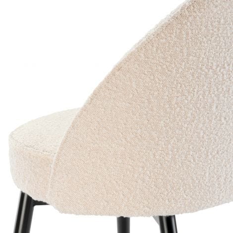 Set of 2 Mid-Century Modern Dining Chairs | Cream Bouclé & Brass