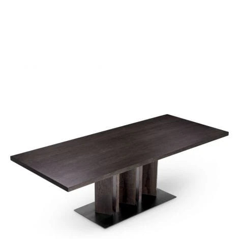 Rectangular Mocha Oak Dining Table with Bronze Base