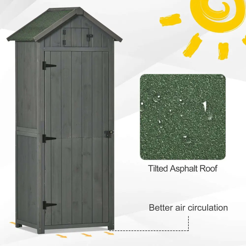 Small tall luxury wooden garden storage shed. Tiled Asphalt roof