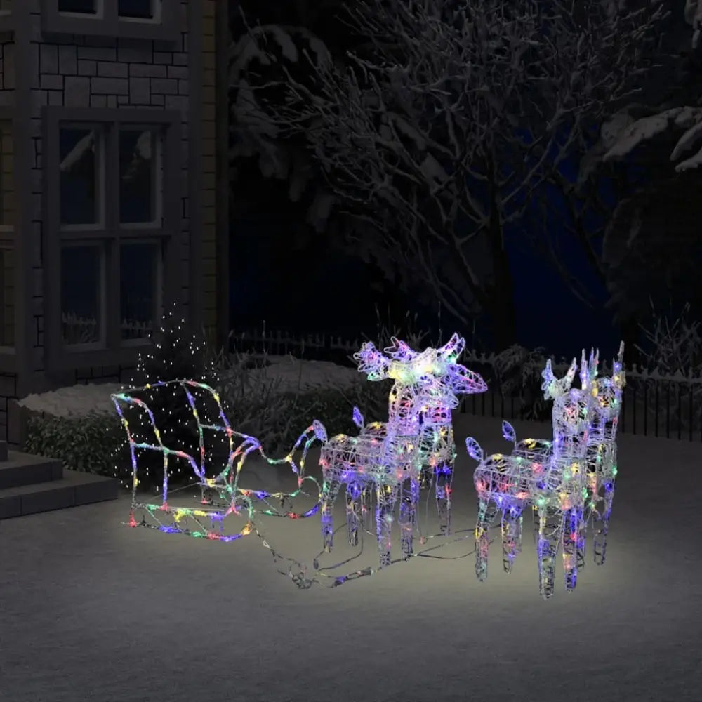 Exquisite illuminated Reindeer and Sleigh Arrangement - Luxury Christmas Collection