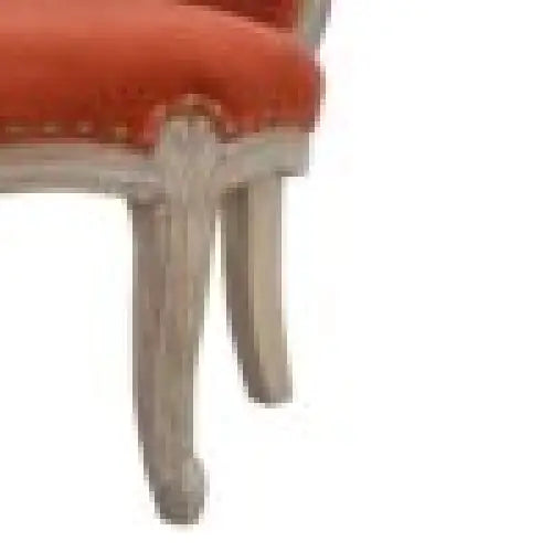 French Style Chair with orange cushion and white frame. Available in various sumptuous colours