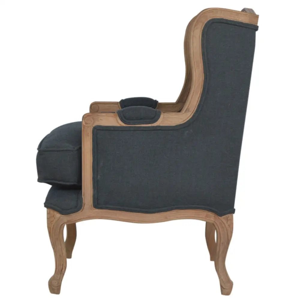 French StyleChair with dark upholstered backrest and wooden frame. In various sumptuous colours