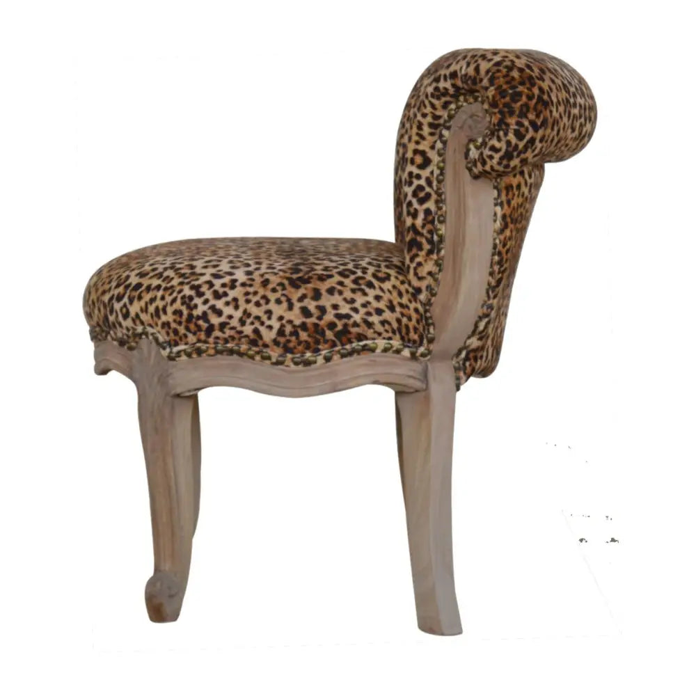 Leopard Print Velvet Chair. French style Chair with leopard print upholstery 