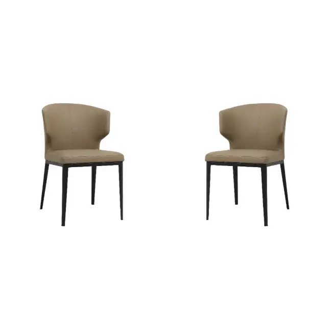 Two Luxury beige dining chairs with black legs 