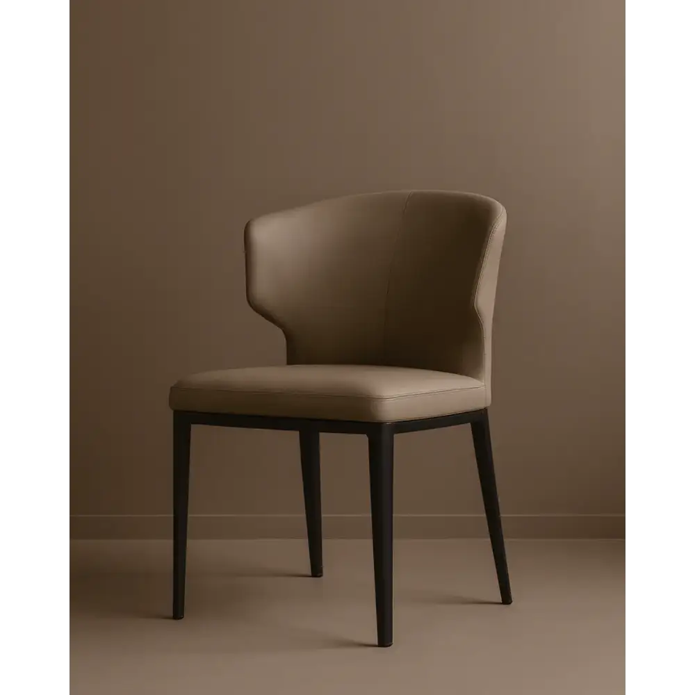 Beige chair with black legs. Set of two