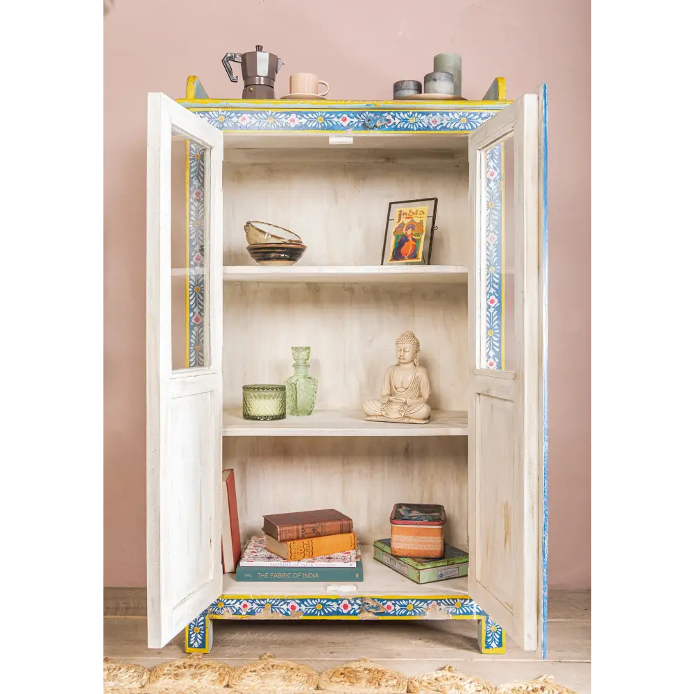 Glazed Cabinet Hand Painted. Cabinet with decorative elements 