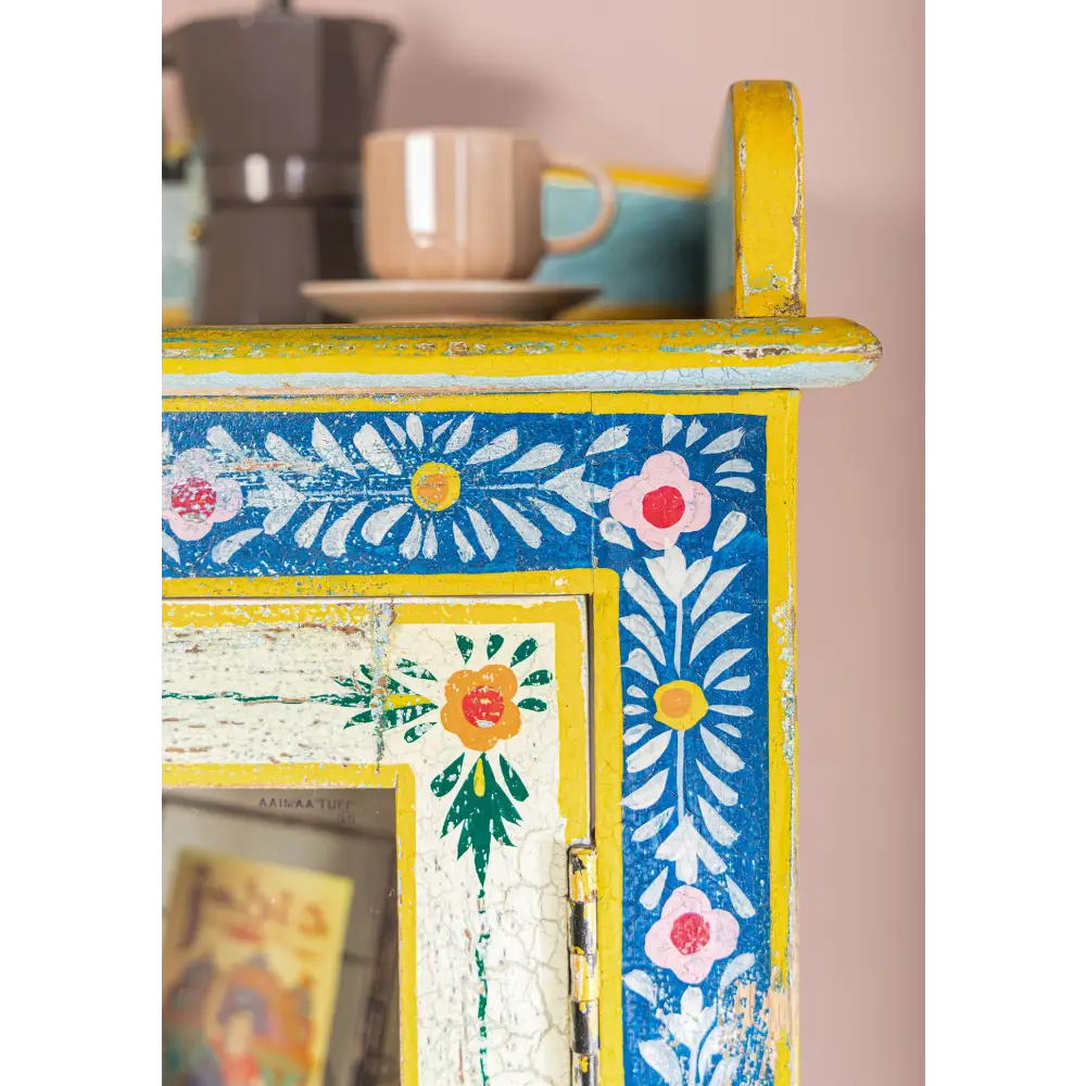 Glazed Cabinet Hand Painted. Decorative cabinet with floral patterns 