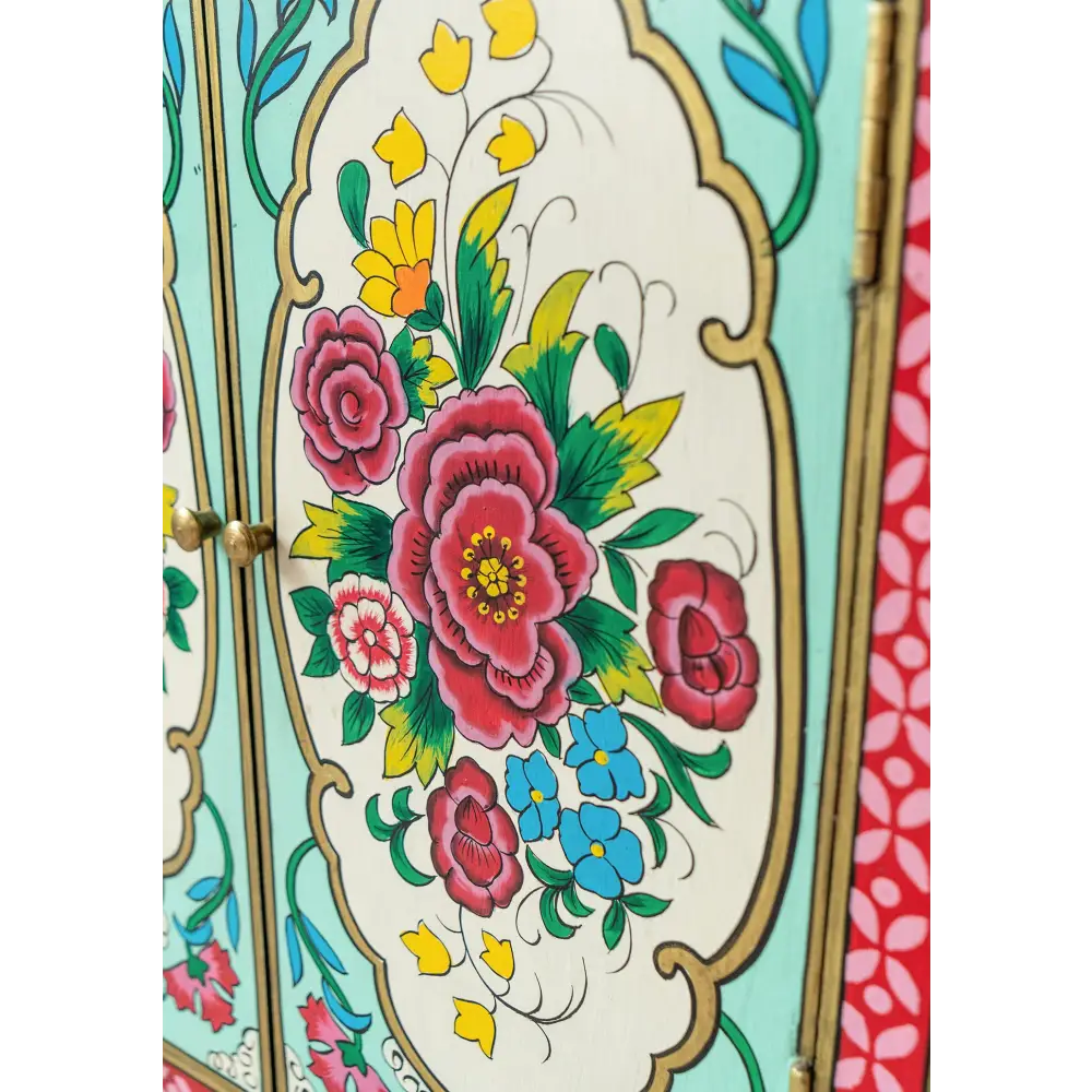 Hand-Painted Double Door Cupboard Decorative floral design 