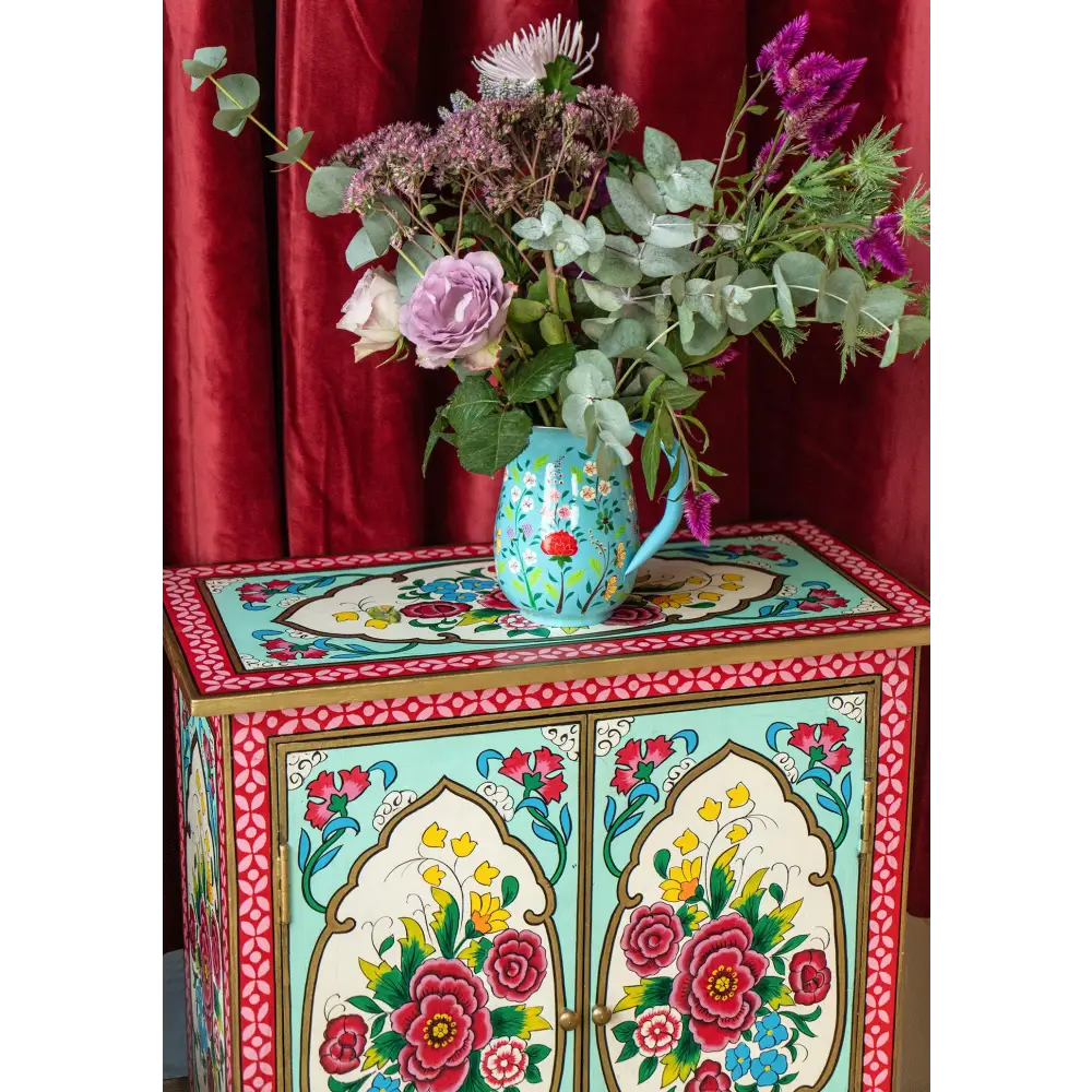 Hand-Painted Double Door Cupboard Decorative with floral patterns 