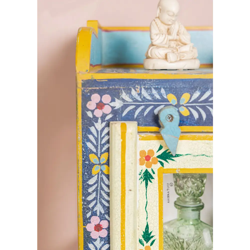 Hand-Painted Glazed Display Cabinet. Decorative with floral patterns