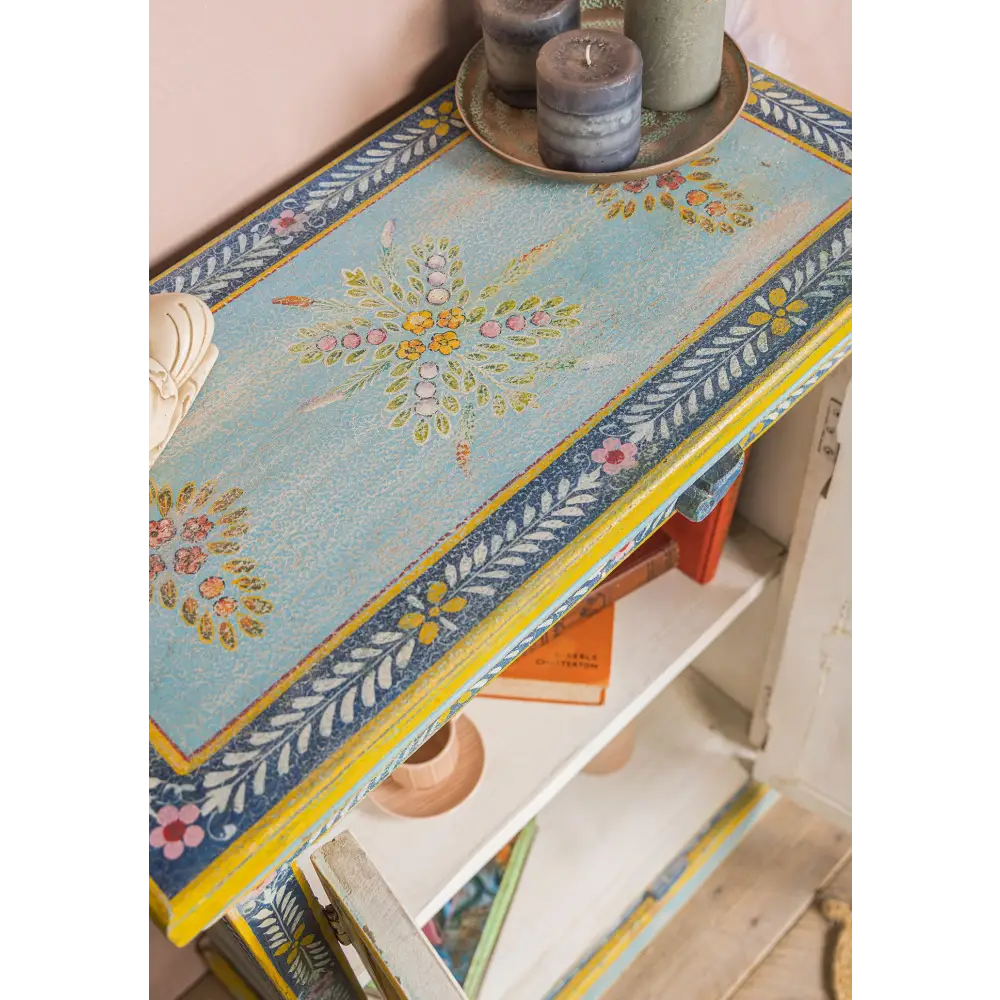 Hand-Painted Vintage 2-Door Cabinet. Decorative cabinet with floral patterns