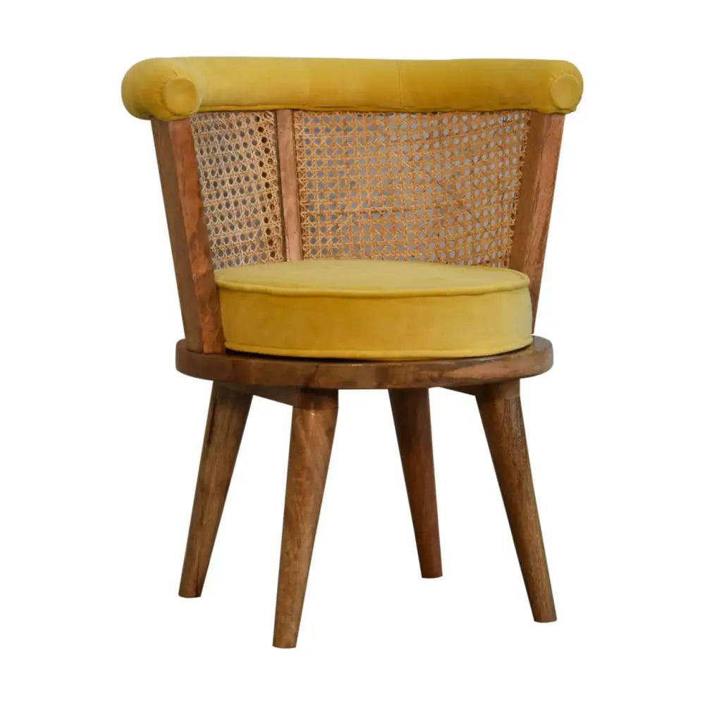 House Nordic lounge chair Chair with yellow cushion and wicker back 