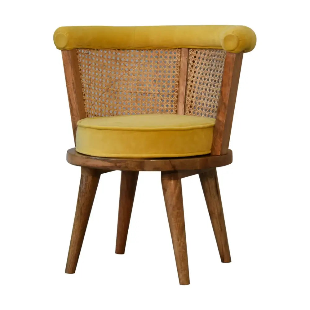 House Nordic lounge chair Chair with yellow cushion and wicker back 