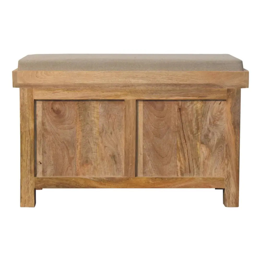 Indoor bench seating with storage and cushion Wooden storage bench with a cushion. Eco-friendly home decor.