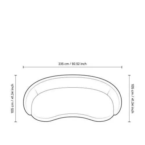 Luxury Designer Love Seat Sofa Measurement details.