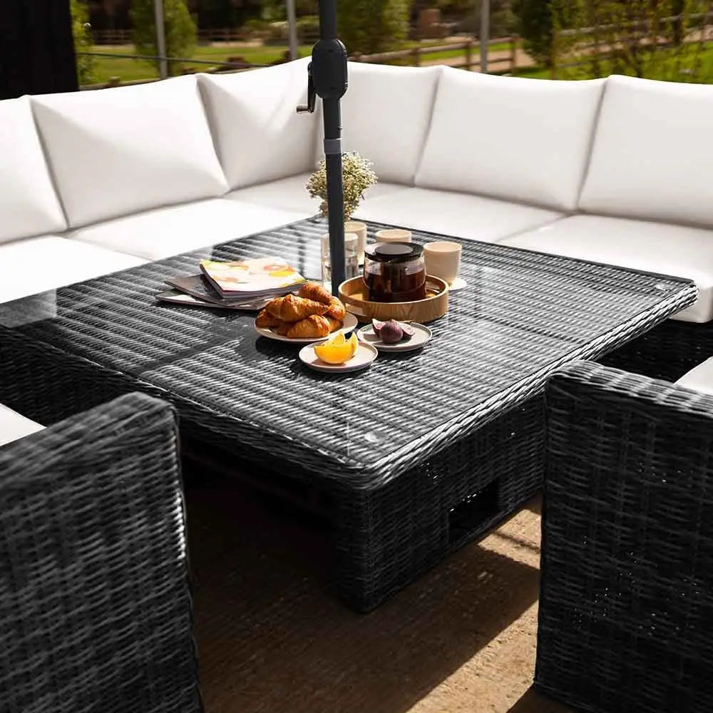 Luxury Rattan Corner Sofa Set With Square Table - Living Room Furniture Sets
