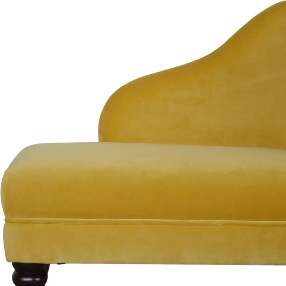 Small Luxury velvet chaise lounge sofa. Yellow chaise lounge 