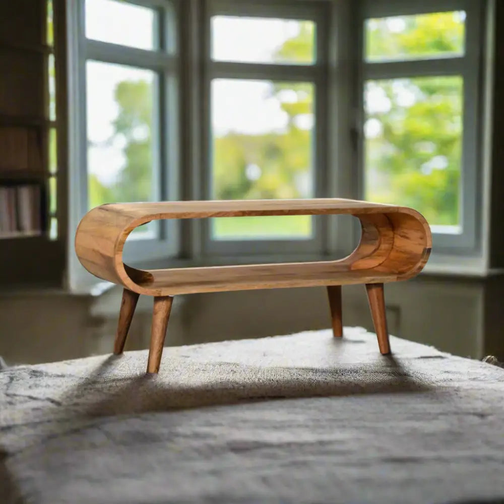 Eco-friendly home decor. Solid Wooden coffee table with Mango Wood. Sustainable furniture.