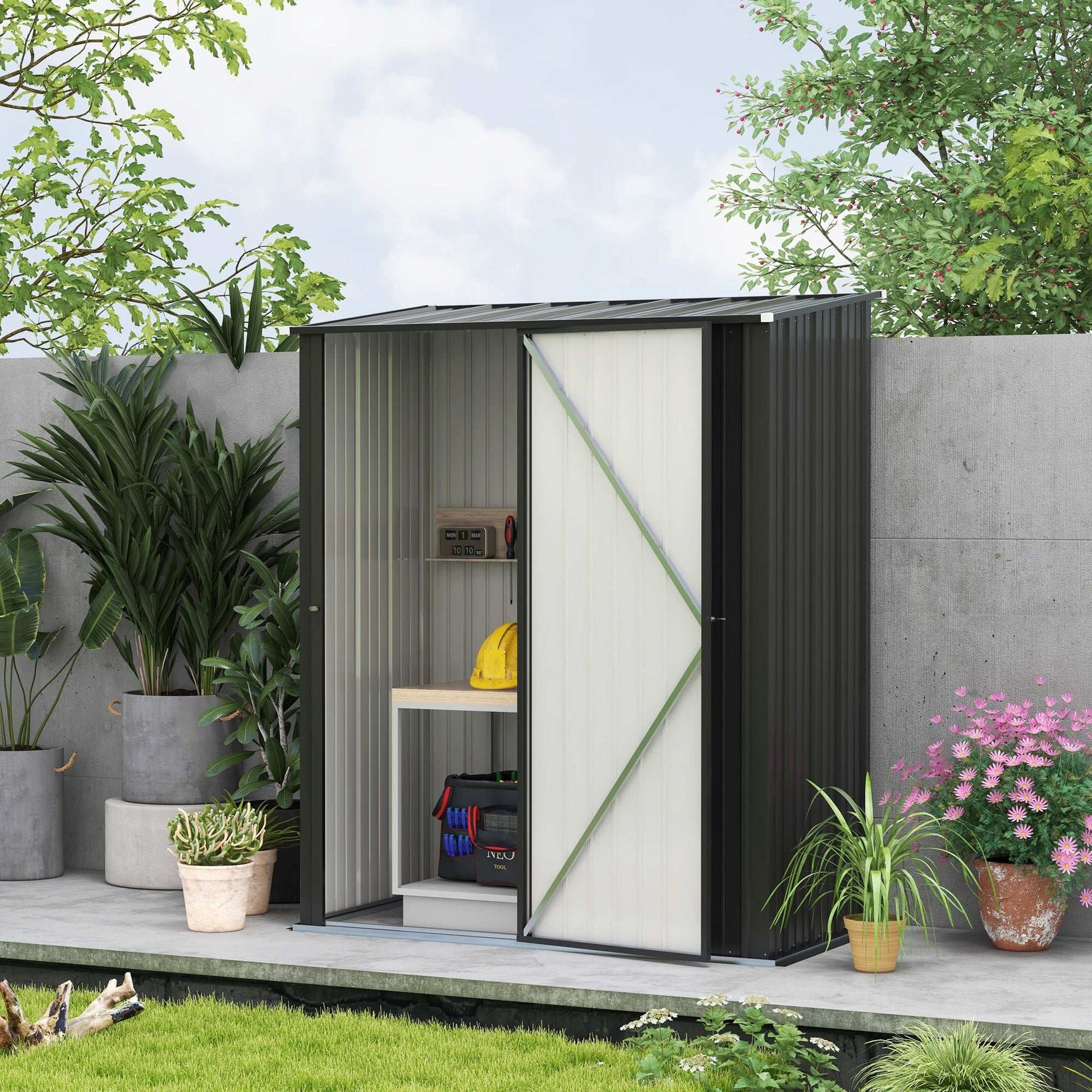 Lockable garden metal bike storage shed. Metal shed 
