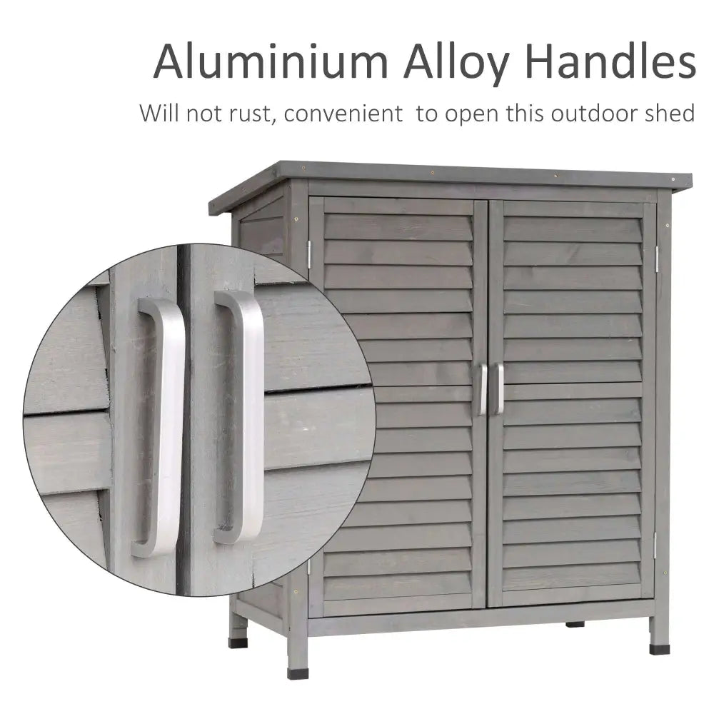 Luxury storage shed, showing alloy handles and shutter doors