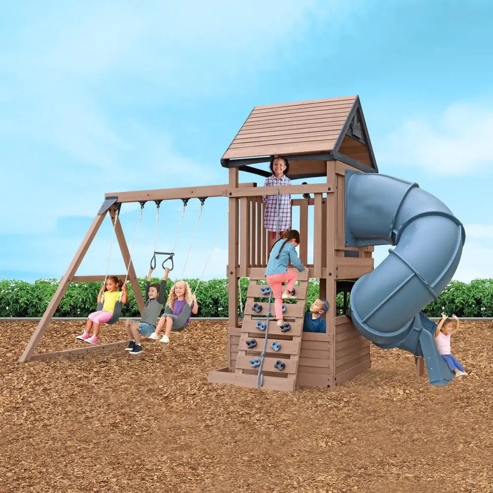 Premium Outdoor Climbing Frame with Turbo Tube Slide plus Clubhouse - Swing sets & Playsets