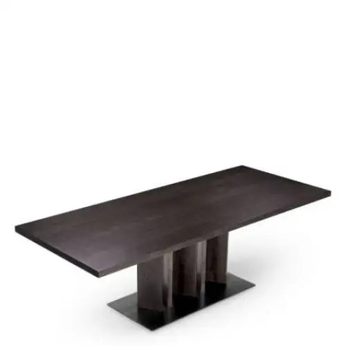 Luxury Rectangular Oak and Bronze dining table. Dark wood dining table 