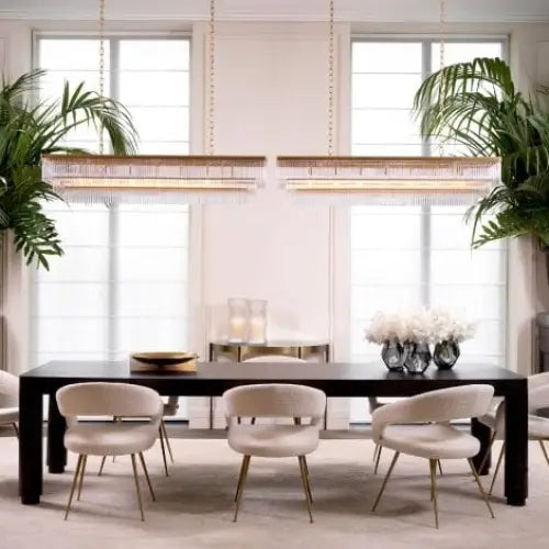 Luxury rectangular 3-tier chandelier with antique brass finish